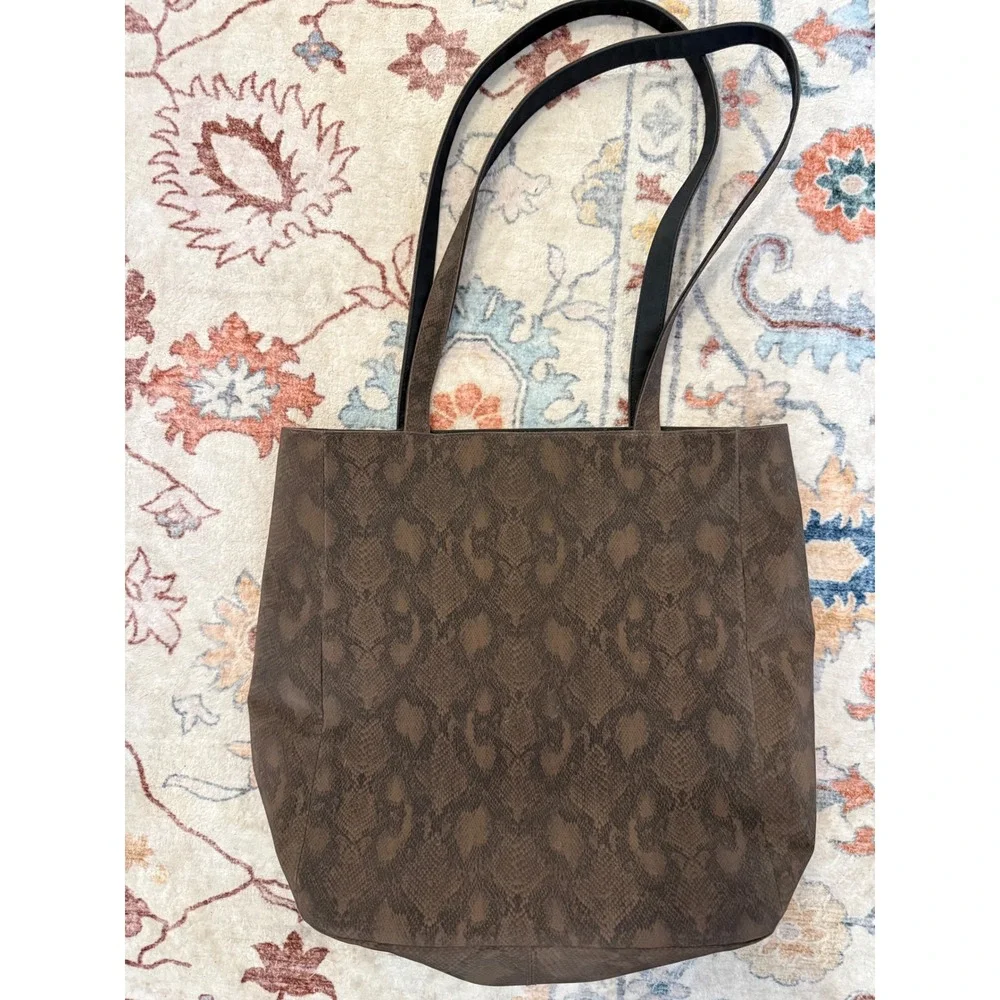 Kathy Ireland y2k Brown Snakeskin Print Tote Bag Faux Leather Shoulder Bag Purse